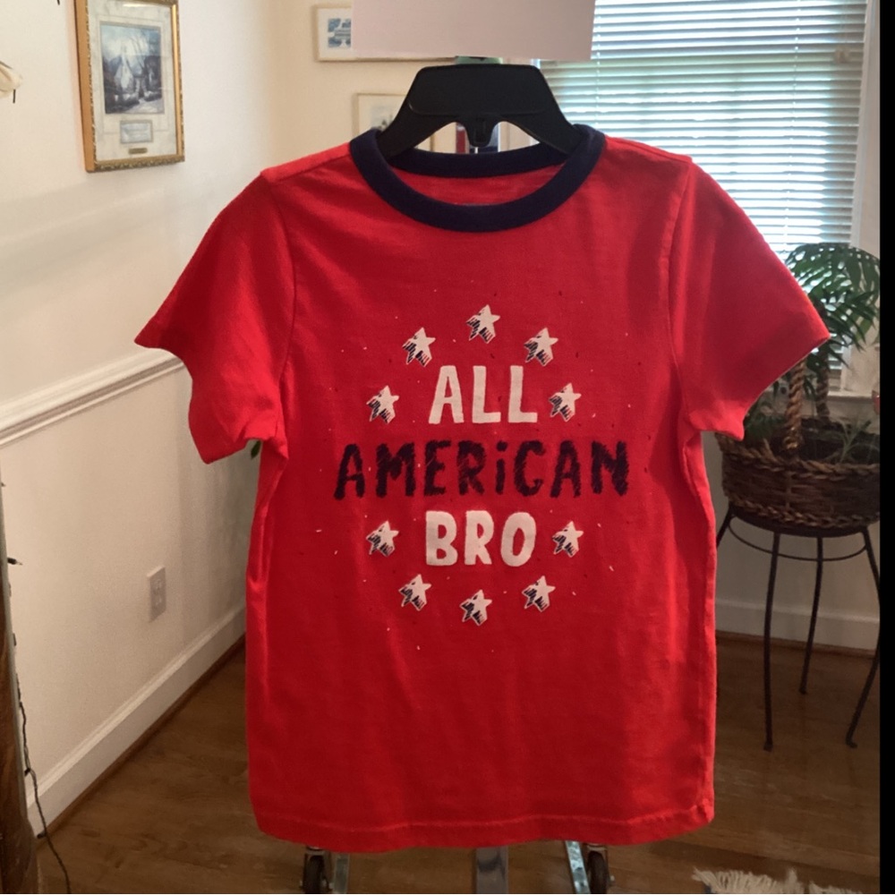 Red Kids T-Shirt with 'All American Bro' Print